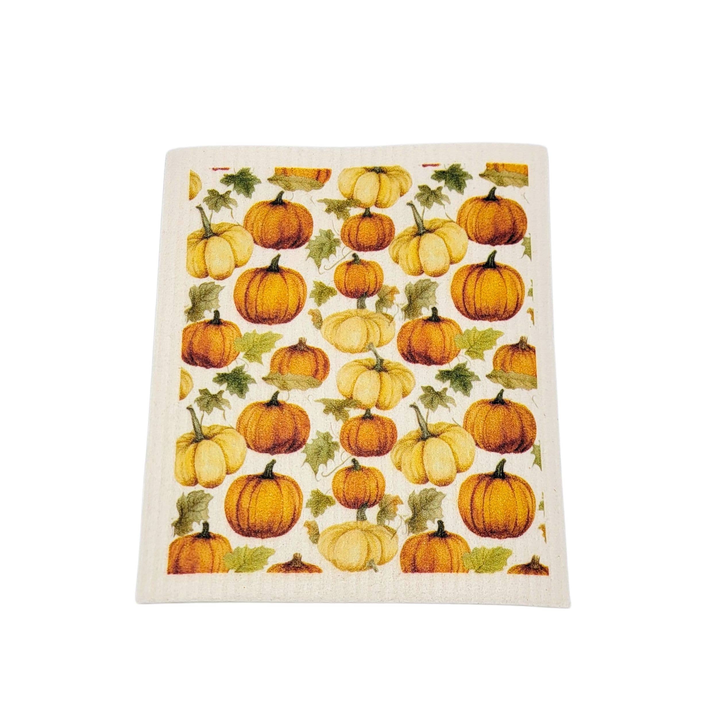 Driftless Studios - Pumpkin Patterned Fall Swedish Dishcloth - Kitchen Towels