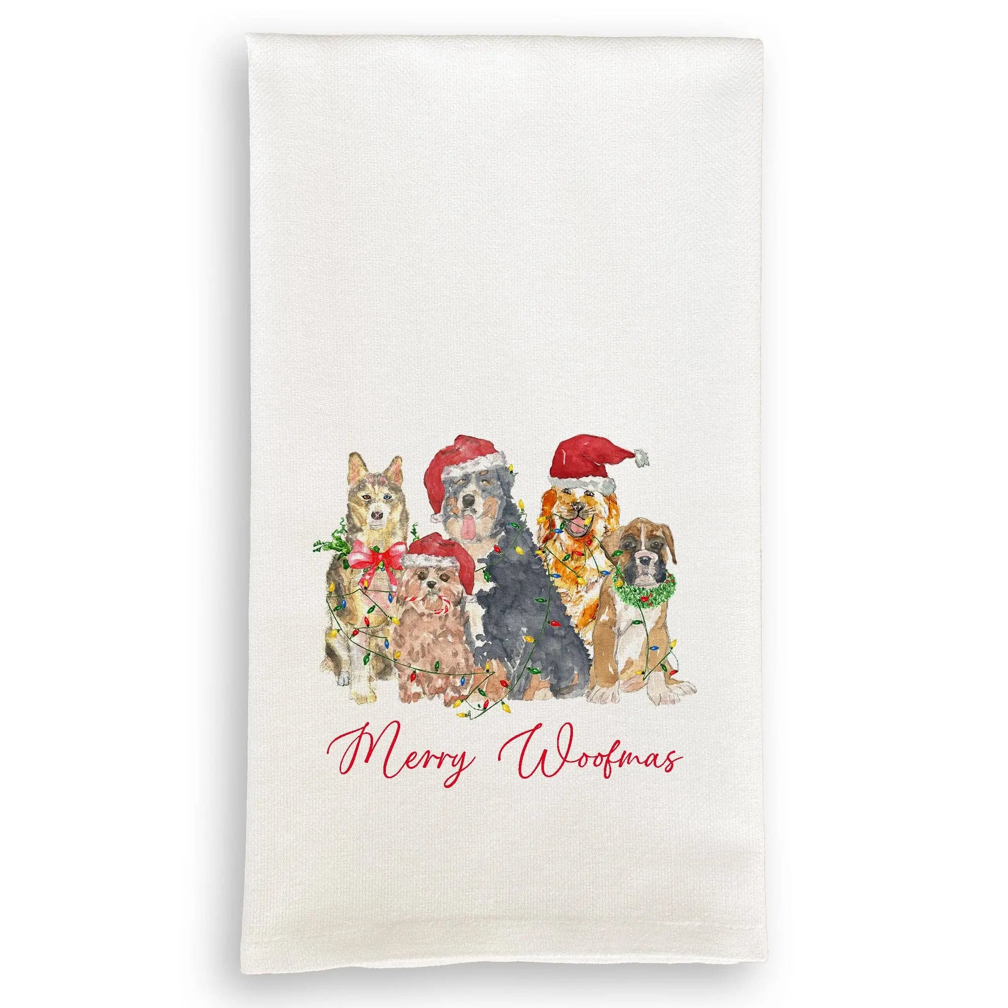 Christmas Dogs Kitchen Towel - Festive Holiday Decor - French Graffiti