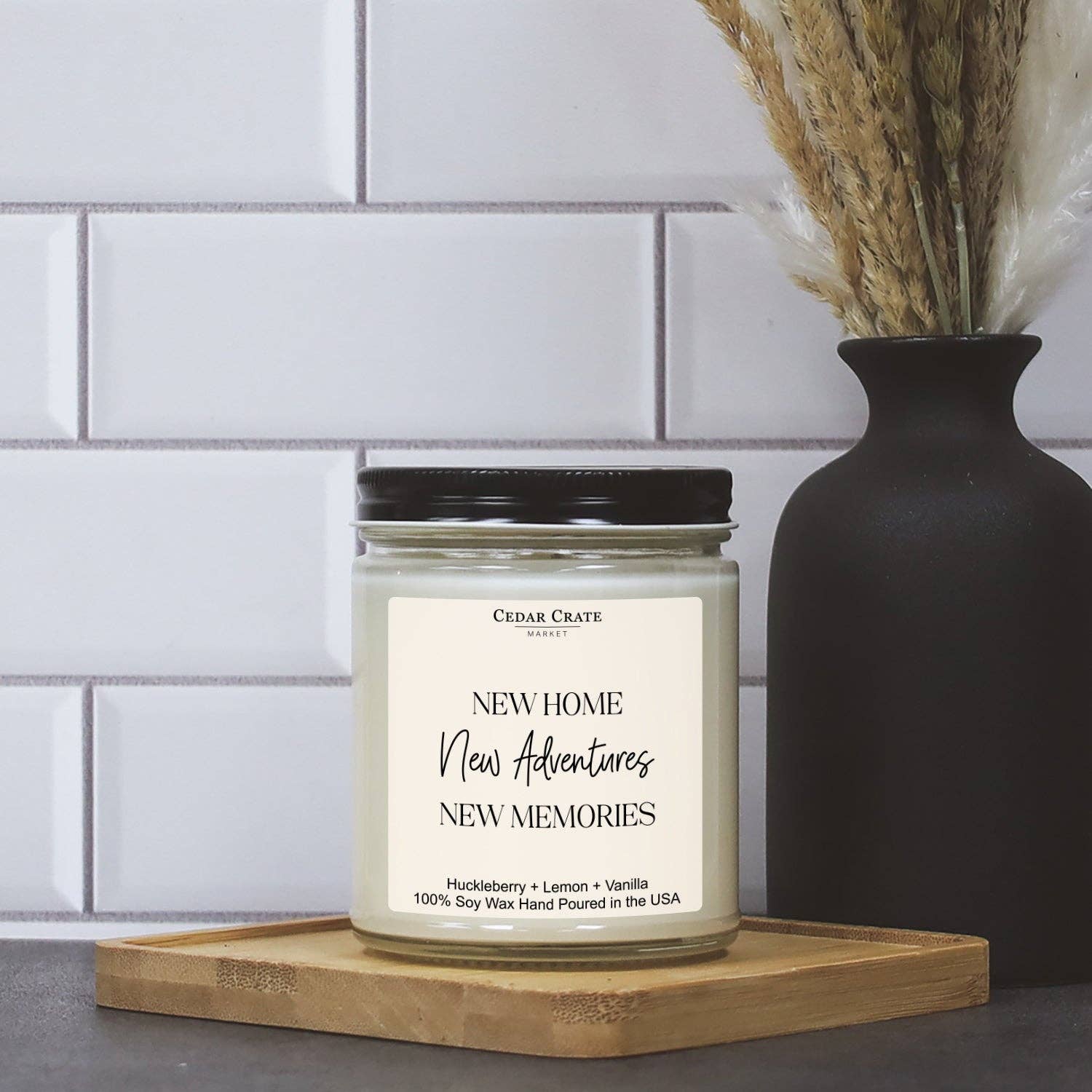 Cedar Crate Market - New Home New Adventures New Memories White Jar Candle
