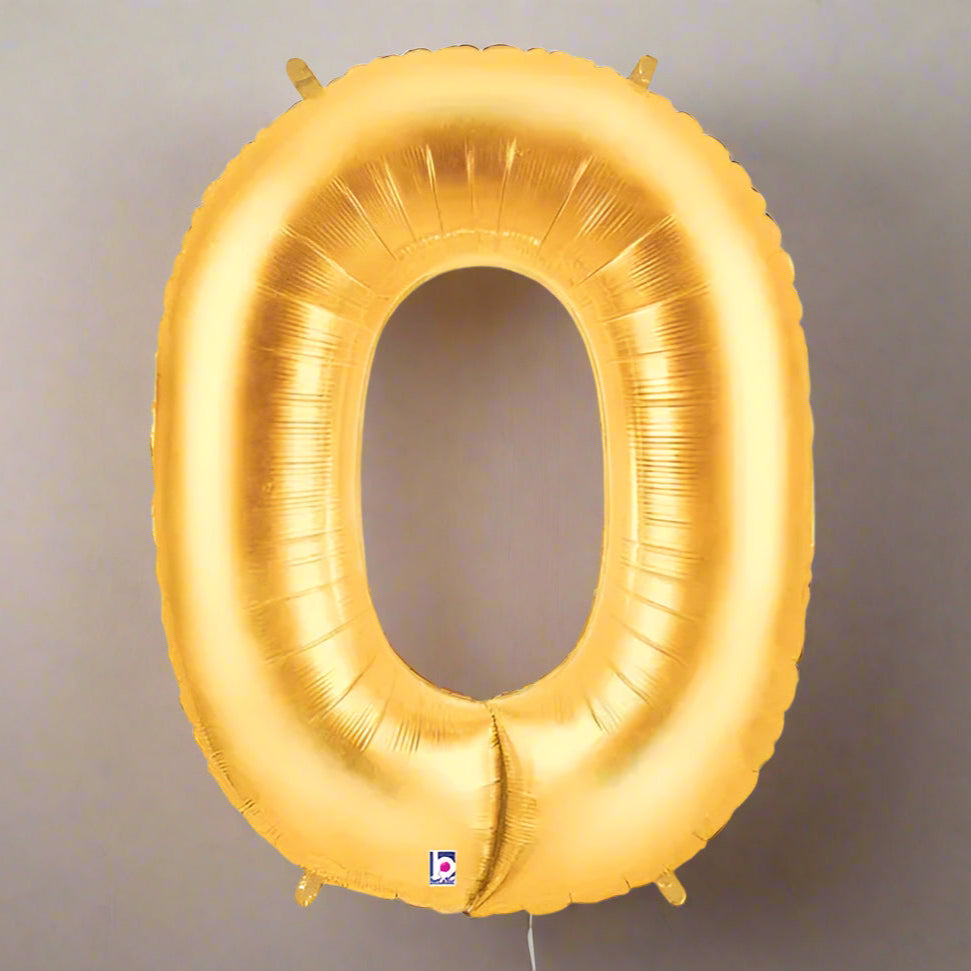 Gold number 0 balloon on a white background