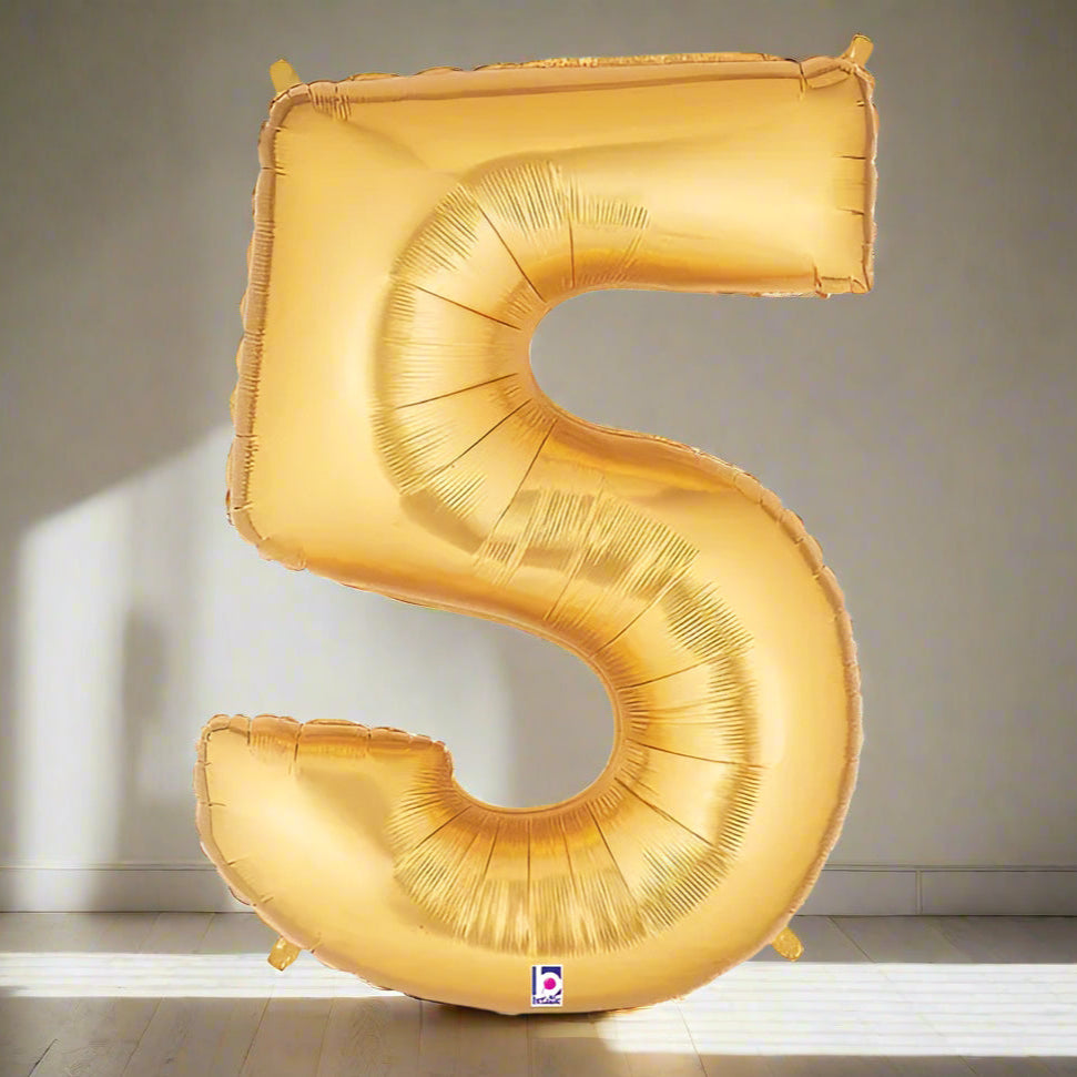 Burton & Burton - Gold Megaloon Foil Balloon 34" Number 5