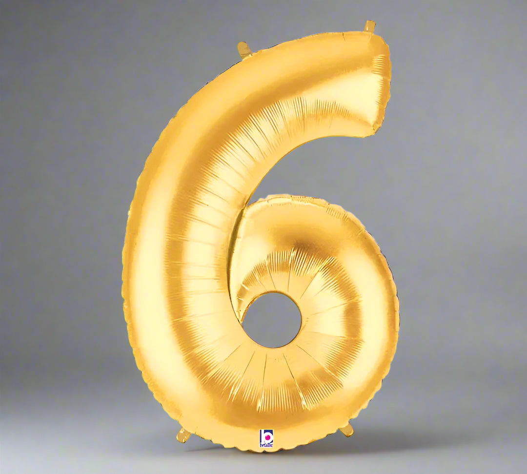 Burton & Burton - Globo metalizado Megaloon dorado de 34 pulgadas, número 6