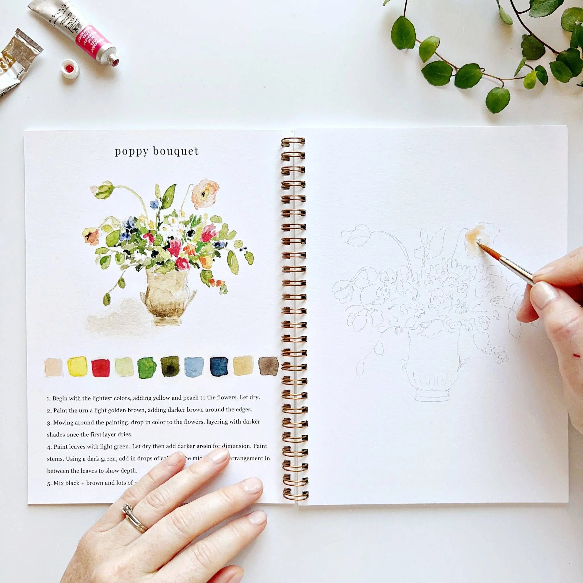 Bouquets Watercolor Workbook - 12 Beginner-Friendly Floral Paintings - Emily Lex Studio