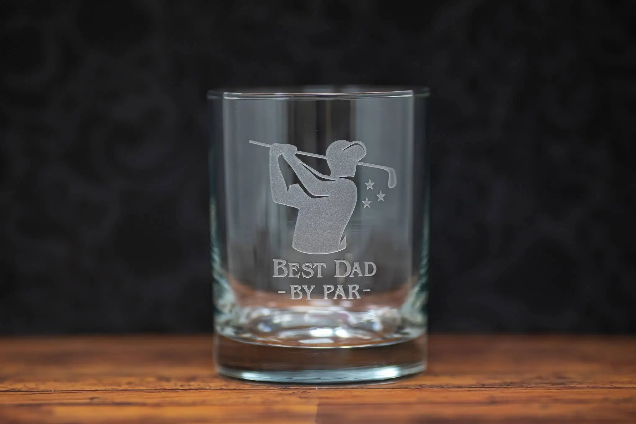 Best Dad by Par Golf Etched Glass - Sandblast Drinkware Barware