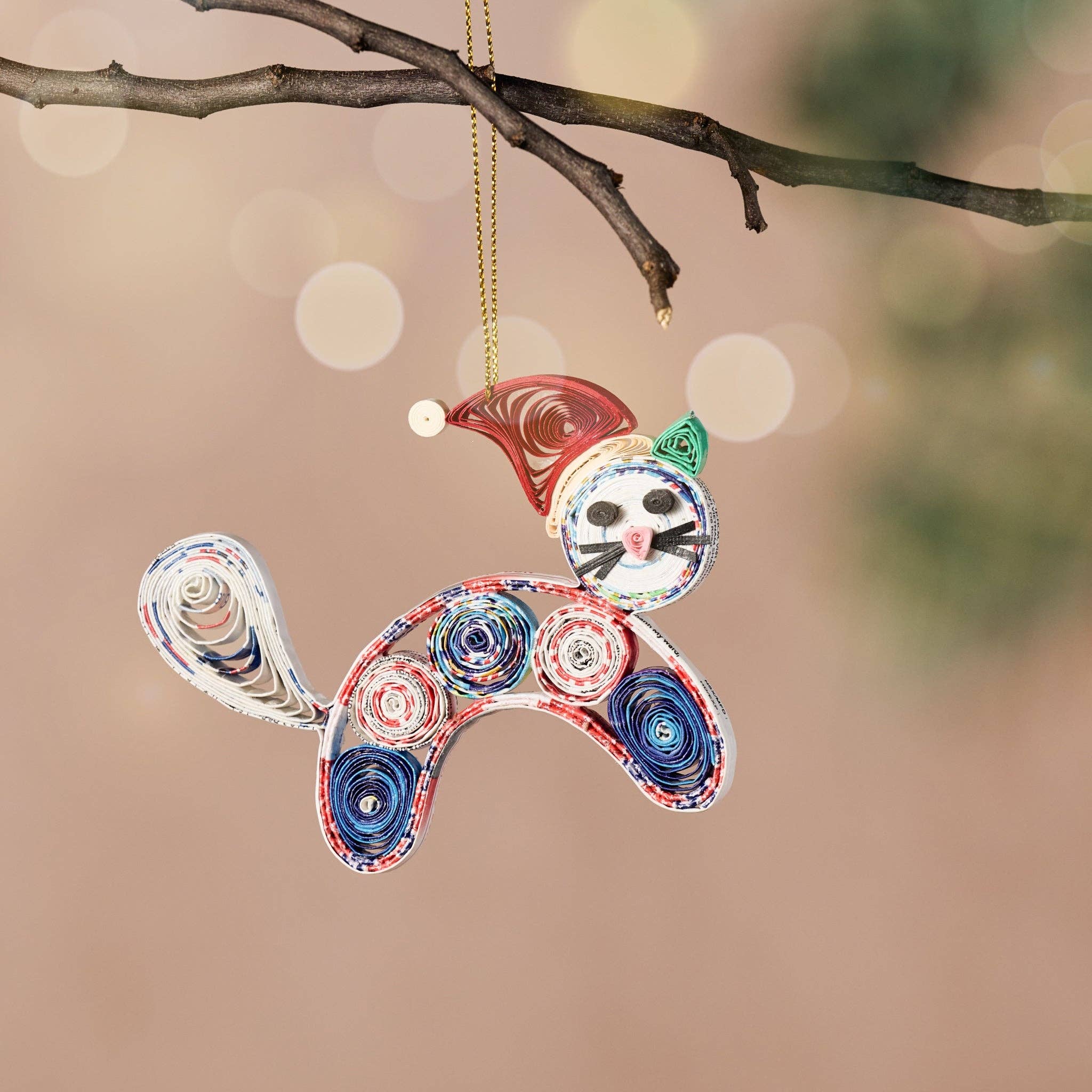 Ten Thousand Villages - Cabo Quilled Cat Ornament