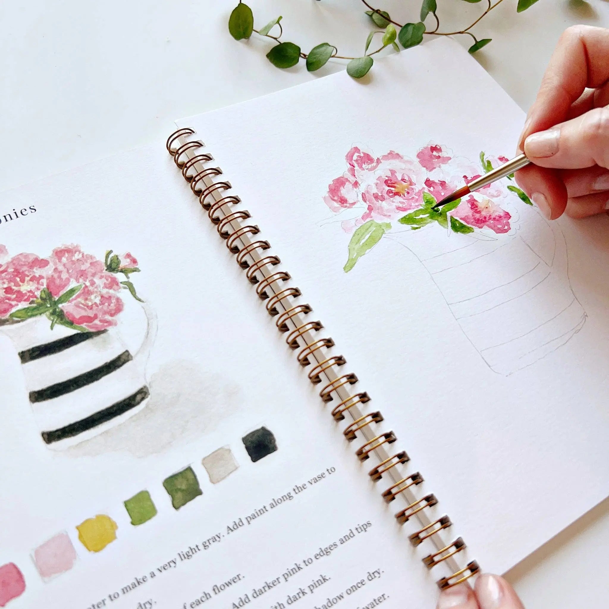 Bouquets Watercolor Workbook - 12 Beginner-Friendly Floral Paintings - Emily Lex Studio