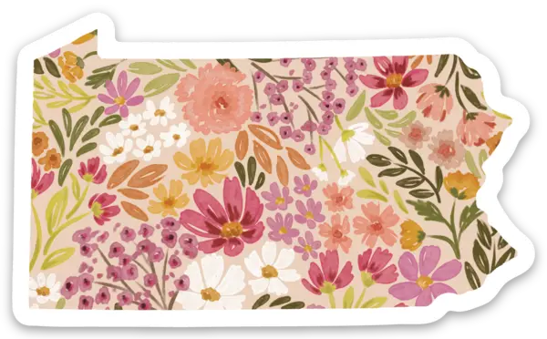 Pennsylvania Floral State Sticker - 3x3