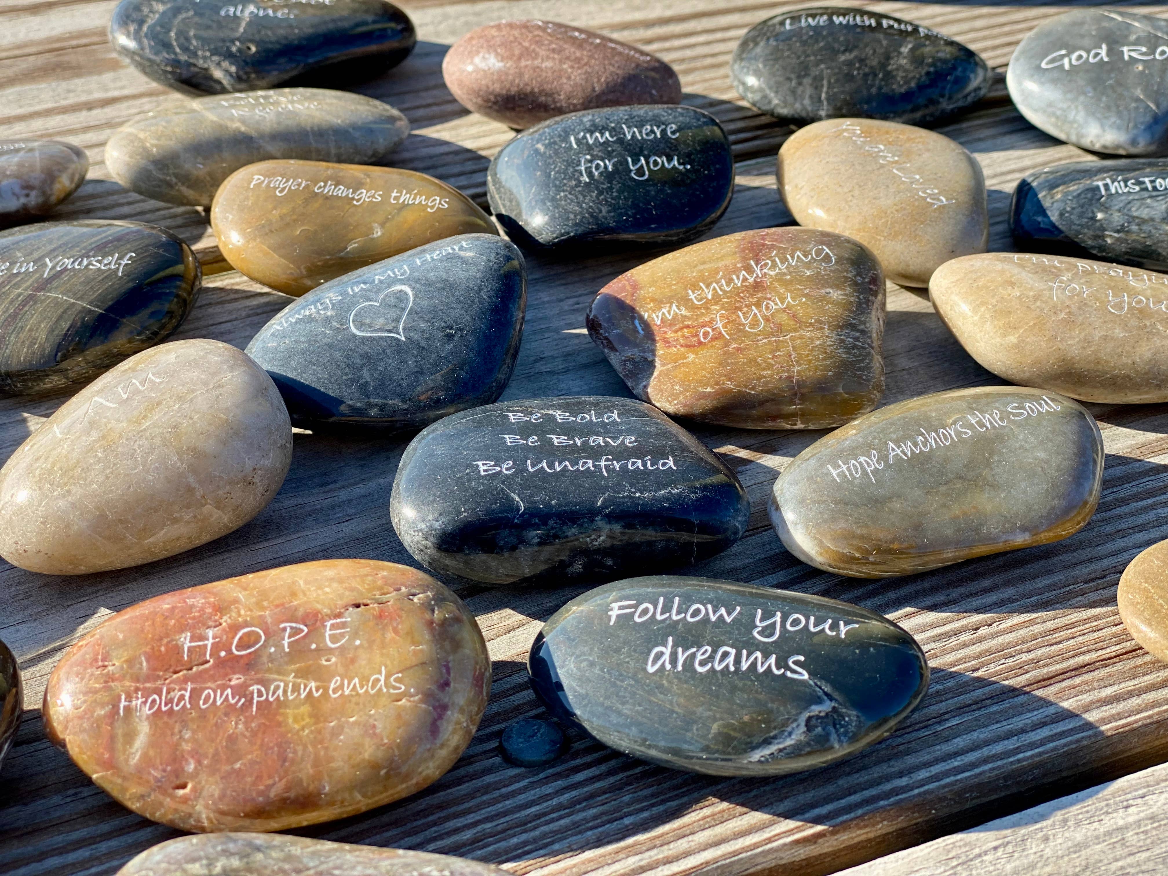 Inspirational River Rock Word Stones - This Too Shall Pass