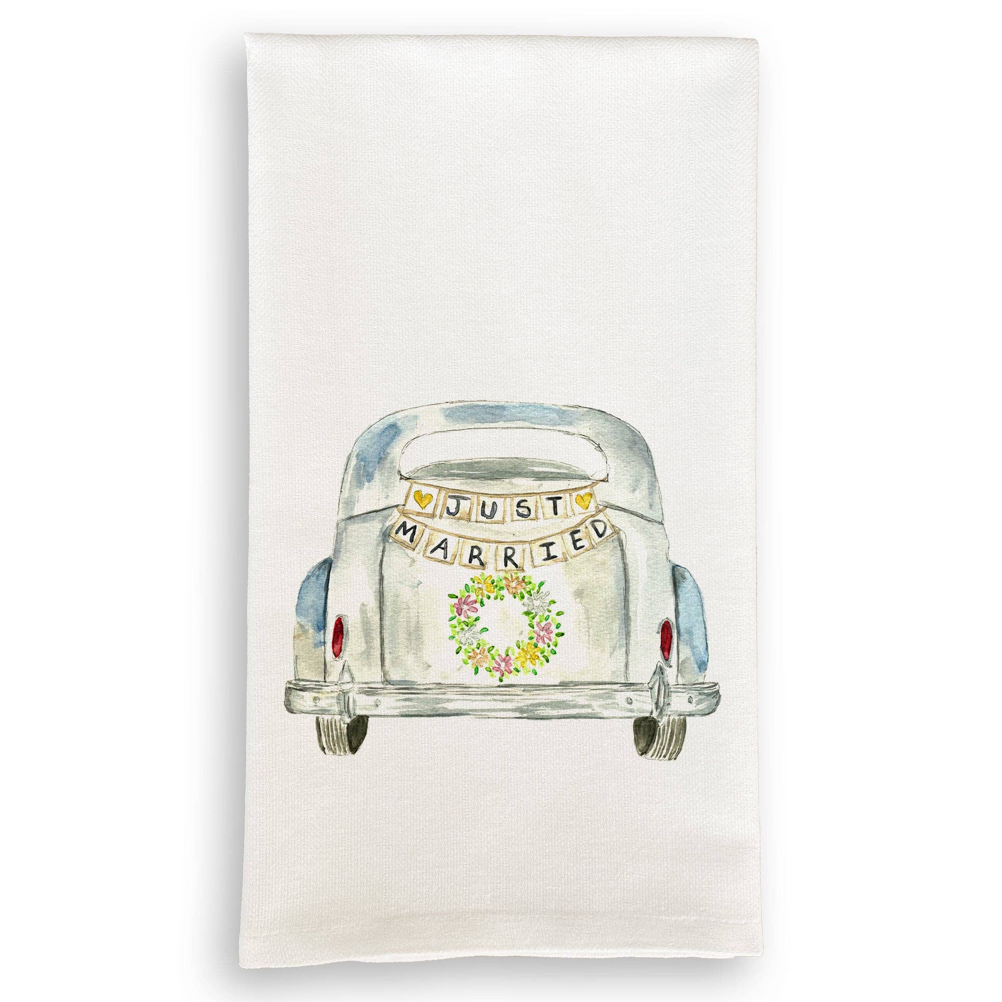 French Graffiti - Just Married Car Dishtowel