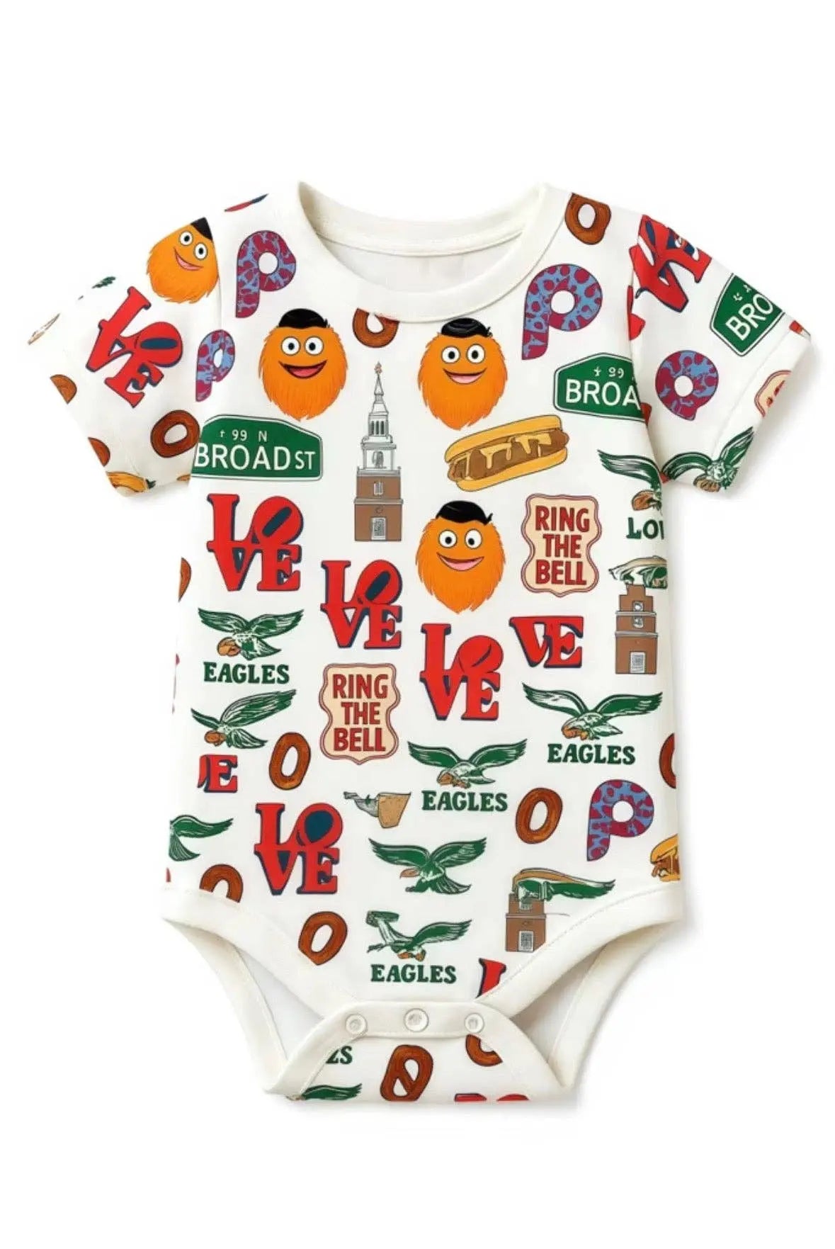 Philadelphia Sports Icons All-Over Print Baby Onesie - Philly Pride Gift