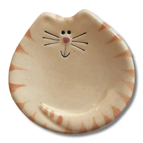August Ceramics - 3" Ceramic Cat Dish: Yellow Tiger