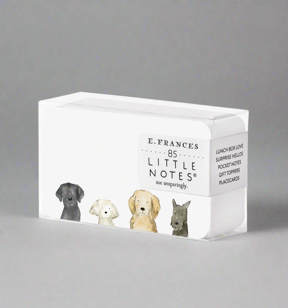 Box of E. Frances Little Notes with illustrations of dogs on a white background