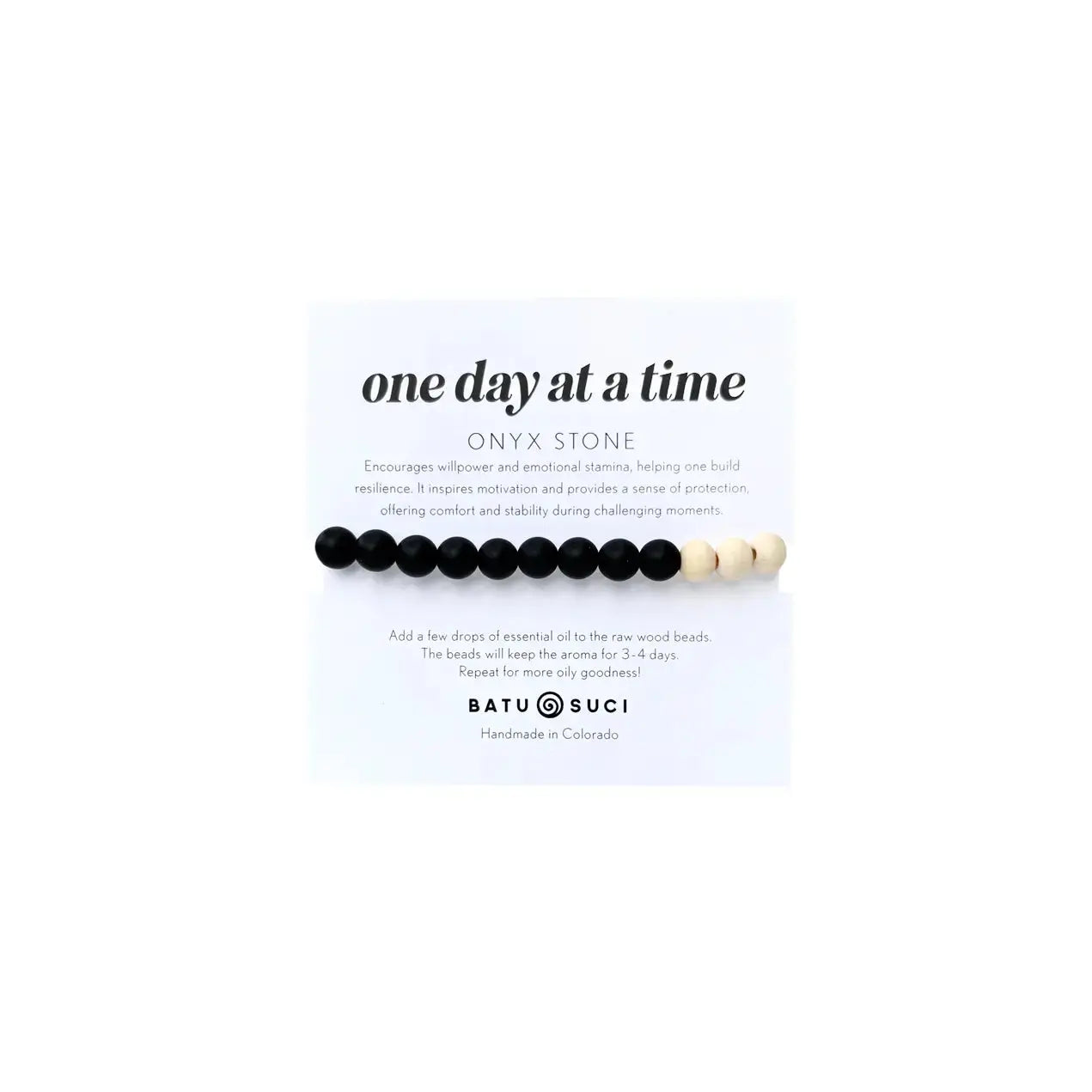 One Day at a Time Onyx Diffuser Bracelet - Aromatherapy Essential Oil Jewelry