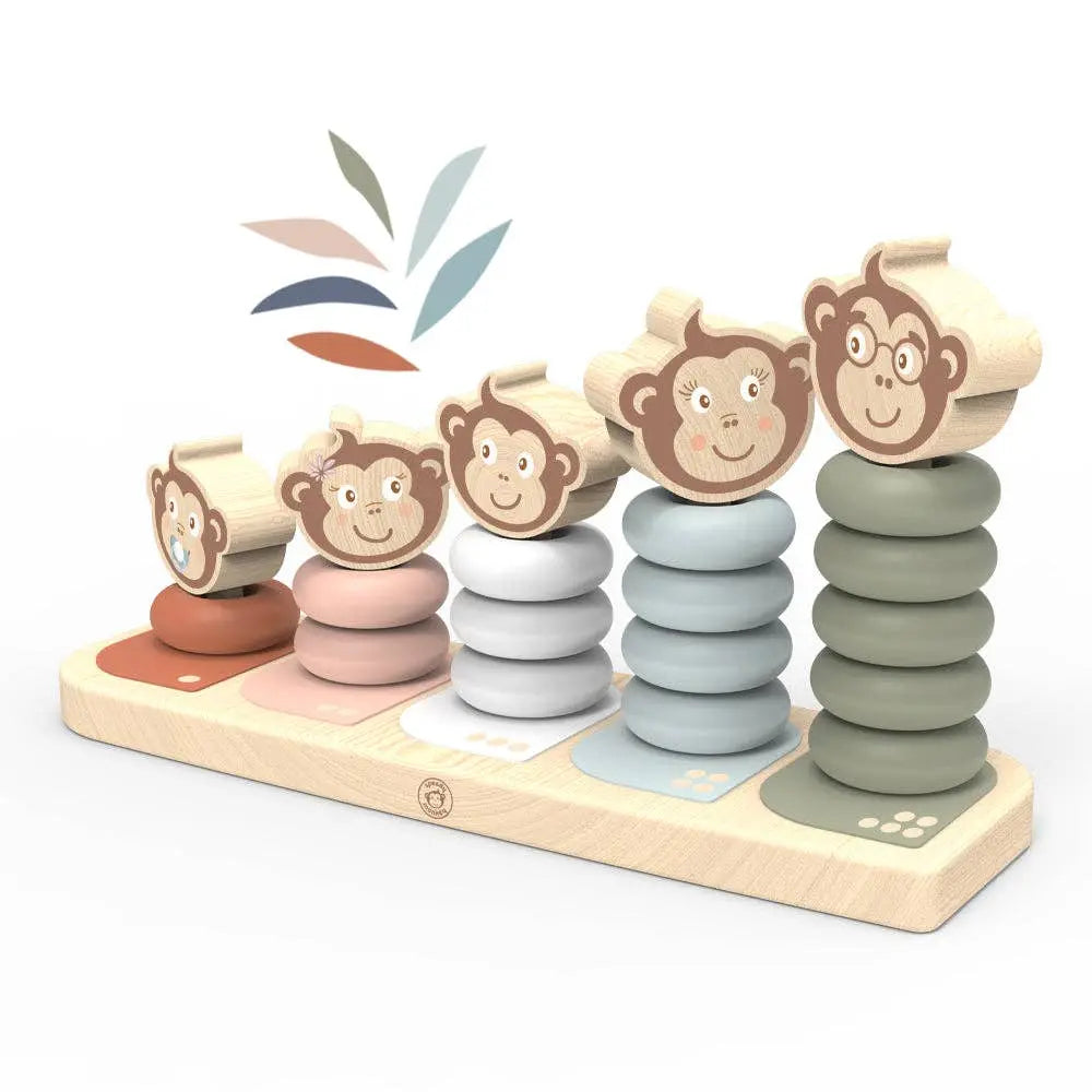 Monkey Family Stacker - Wooden Stacking Toy - Educational Gift - Ages 12+ Months