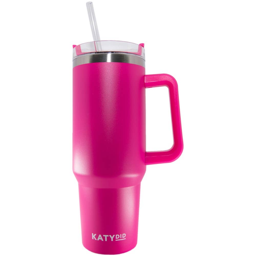 Katydid - Hot Pink 40 Oz Tumbler Cup with Handle: Hot Pink