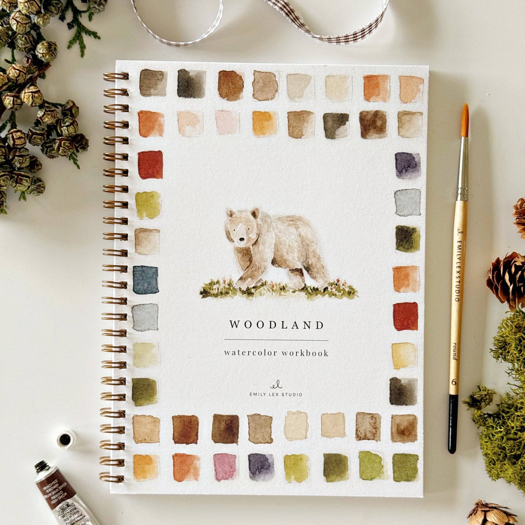 Woodland Watercolor Workbook - 12 Beginner-Friendly Paintings - Emily Lex Studio