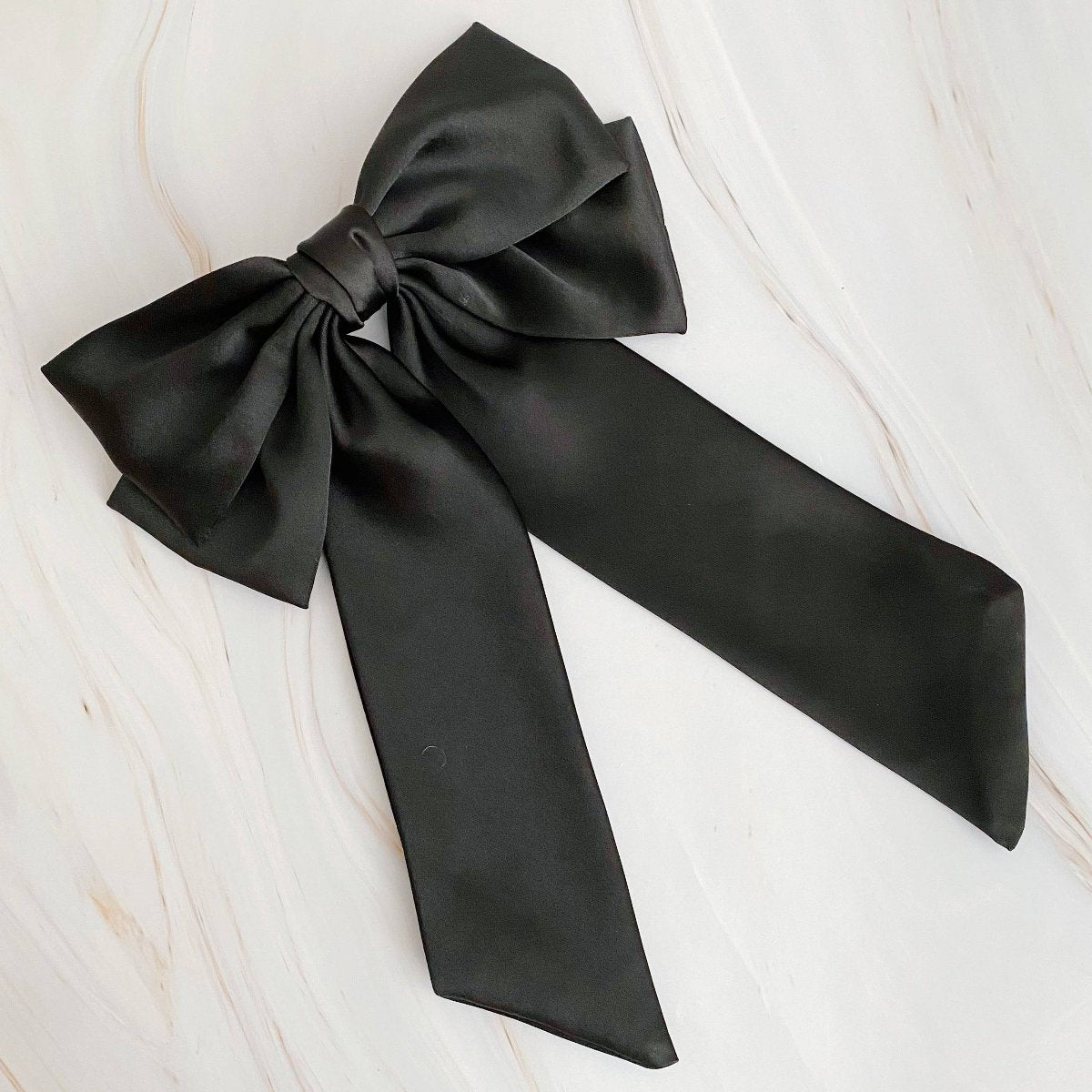 Ellison+Young - Doubled Satin Bow Hair Clip: Black