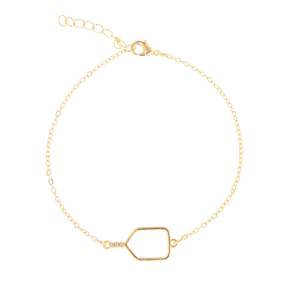 Pickleball Bracelet | Gold Open Paddle Adjustable Bracelet
