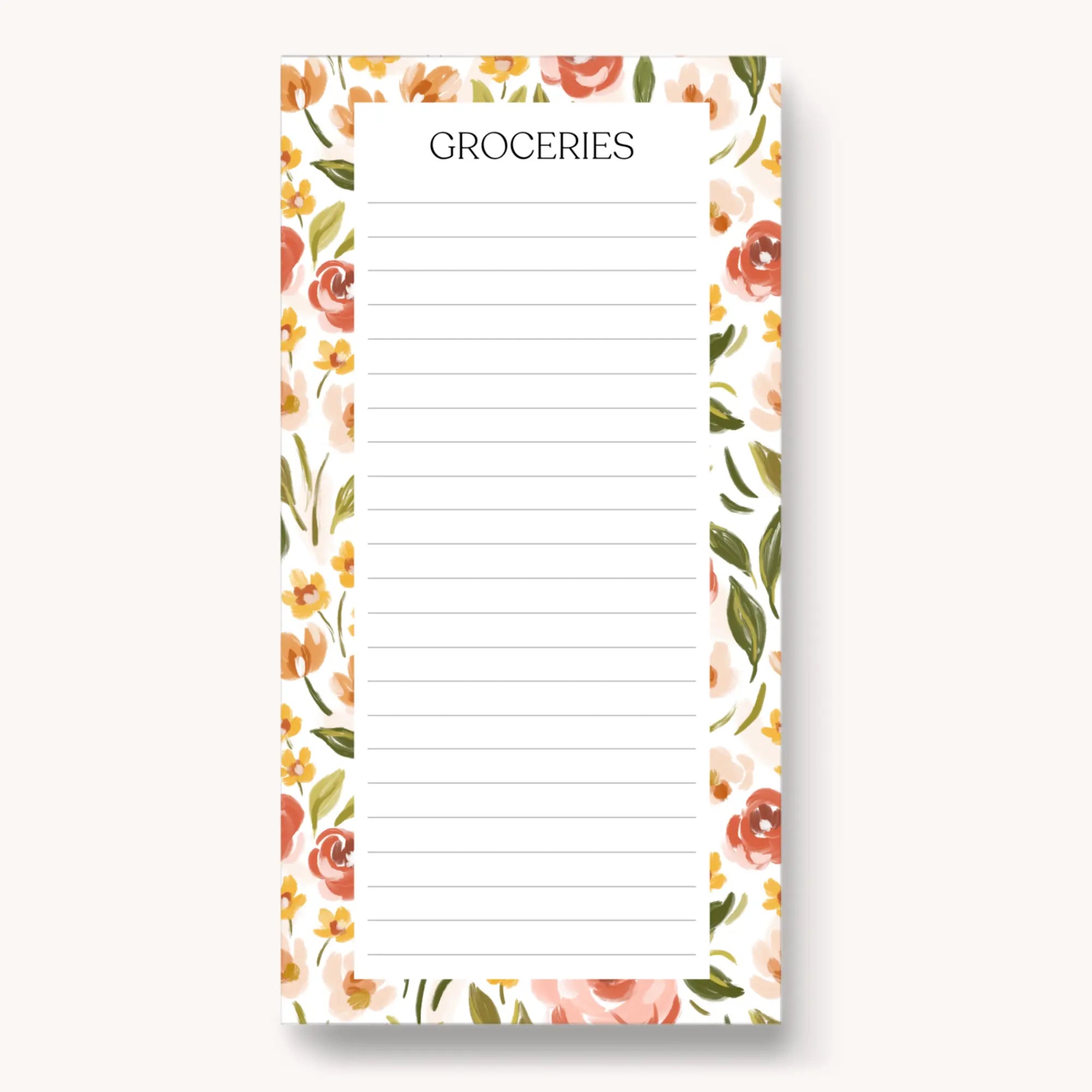 Spring Garden Magnetic Grocery Notepad - 50 Sheets