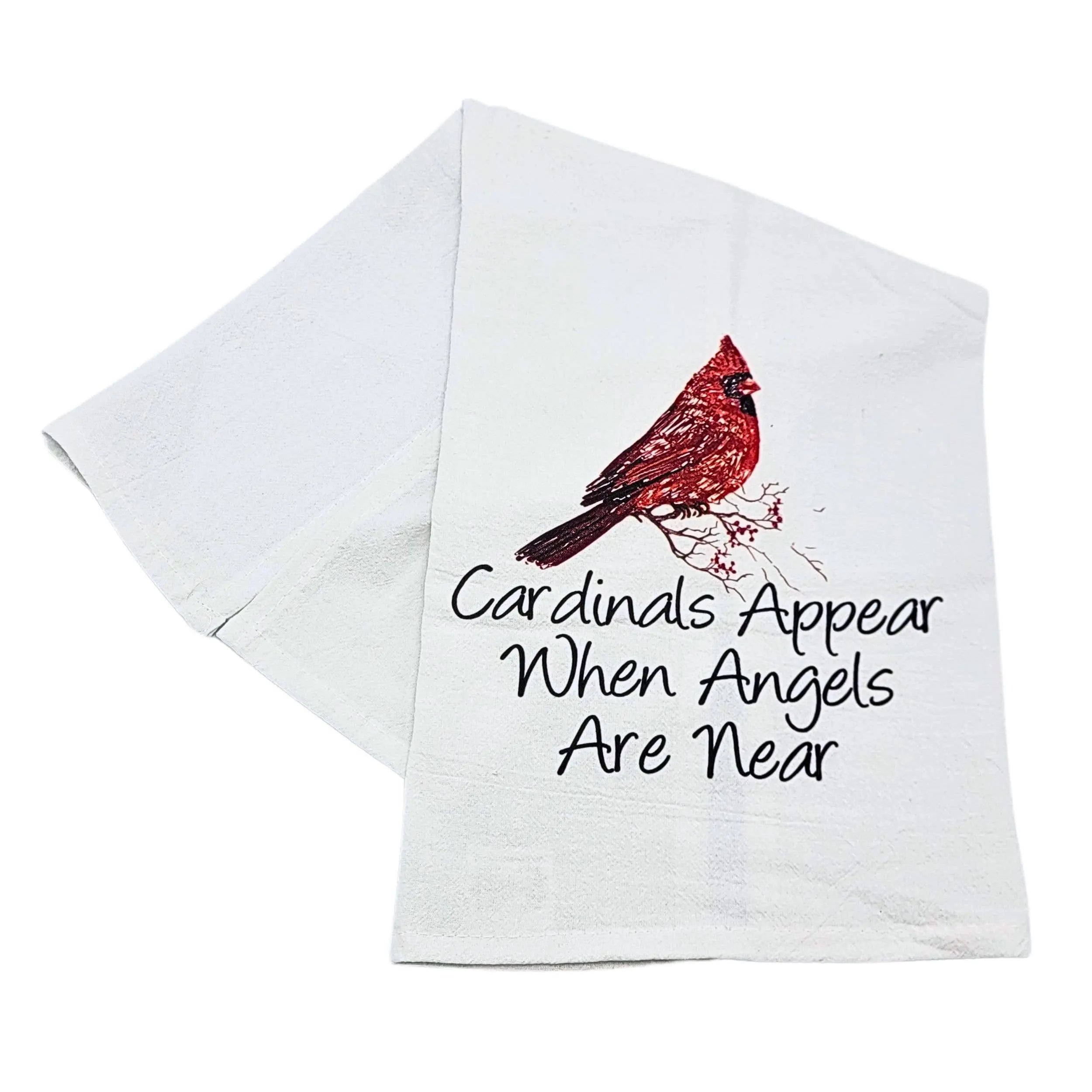 Cardinals Appear When Angels Kitchen Towel - Memorial Christmas Gift - USA Made