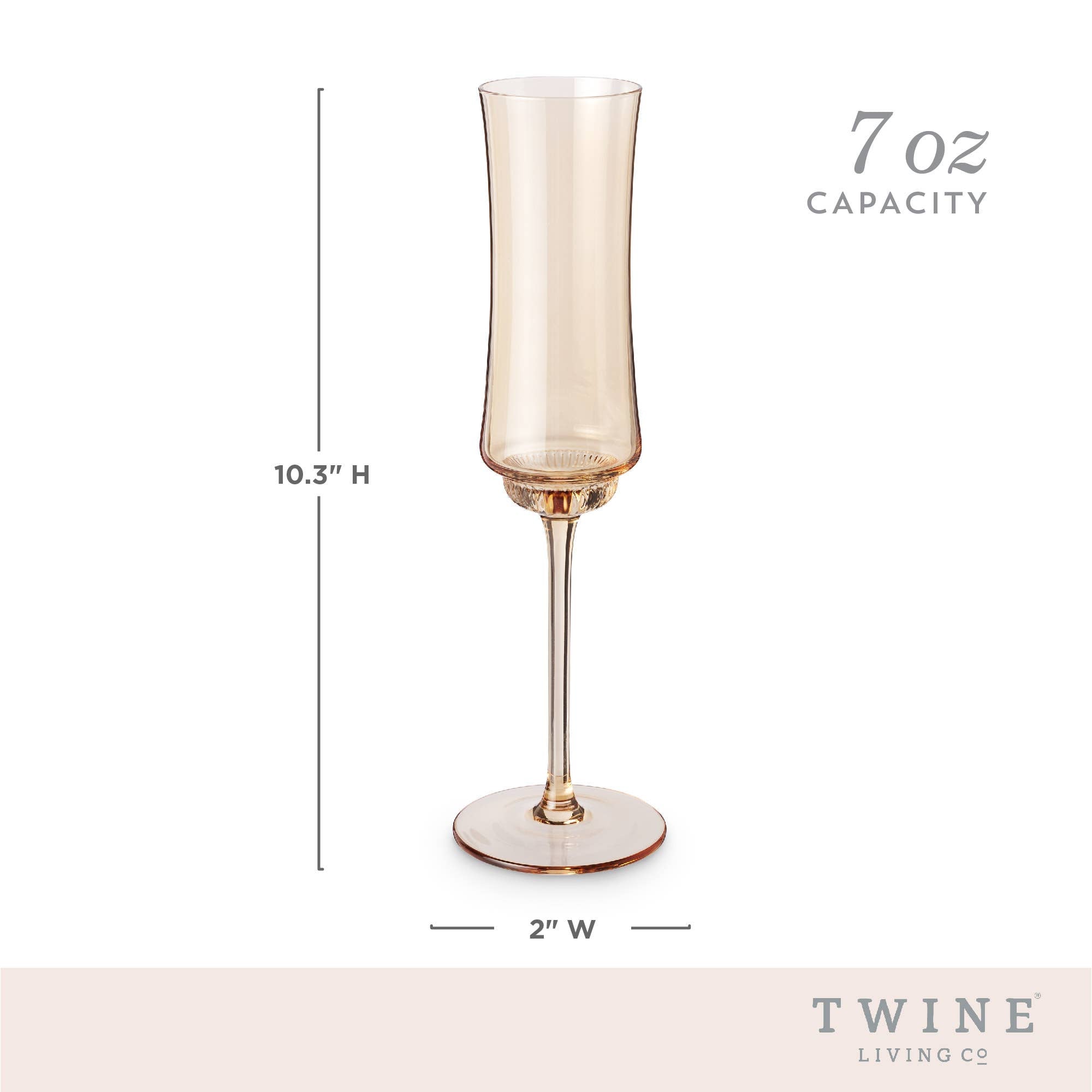 Twine - Tulip Amber-Tinted Glass Stemmed Champagne Flutes - Set of 2