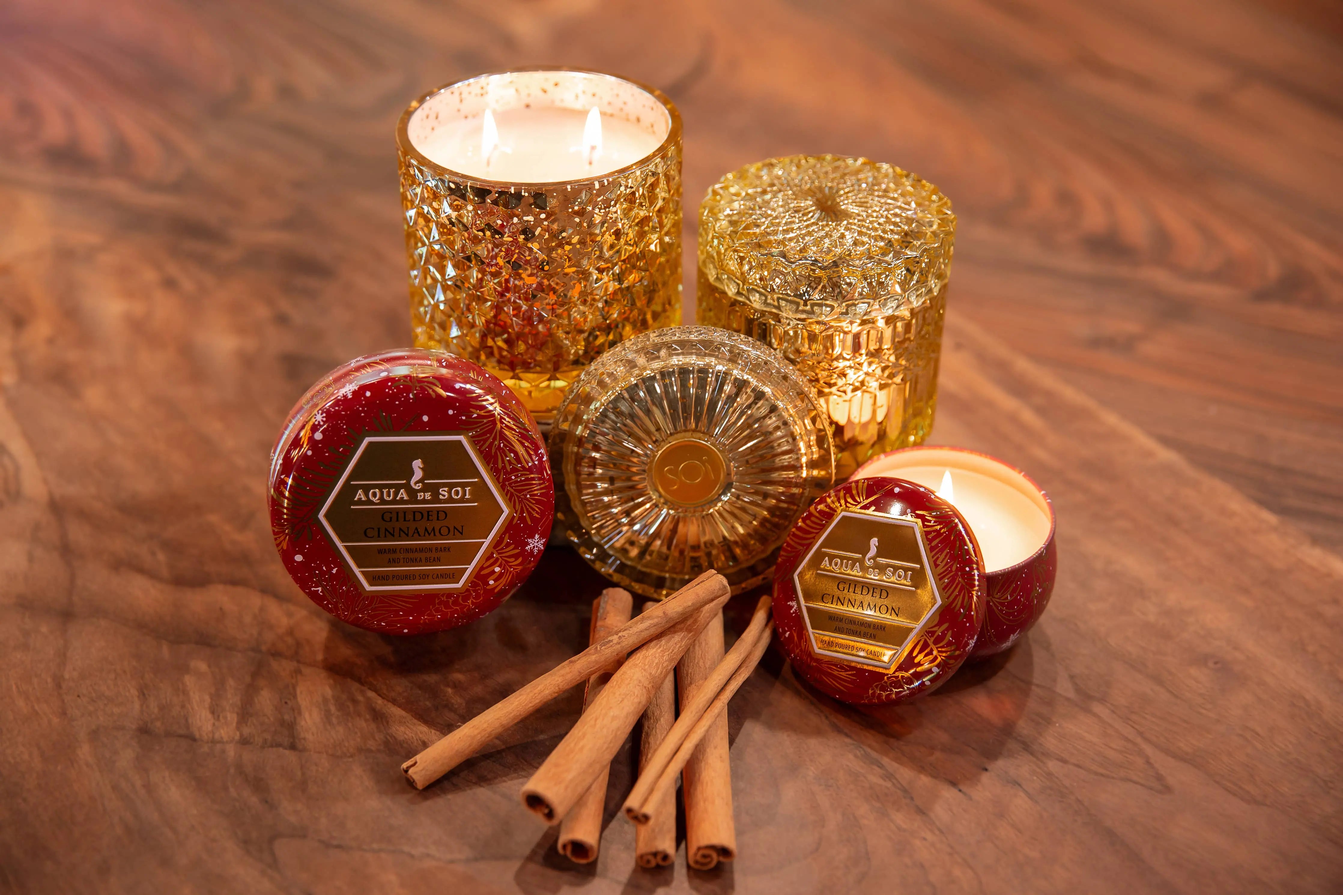 Gilded Cinnamon 4oz Candle Tin - Cinnamon Bark & Tonka Bean