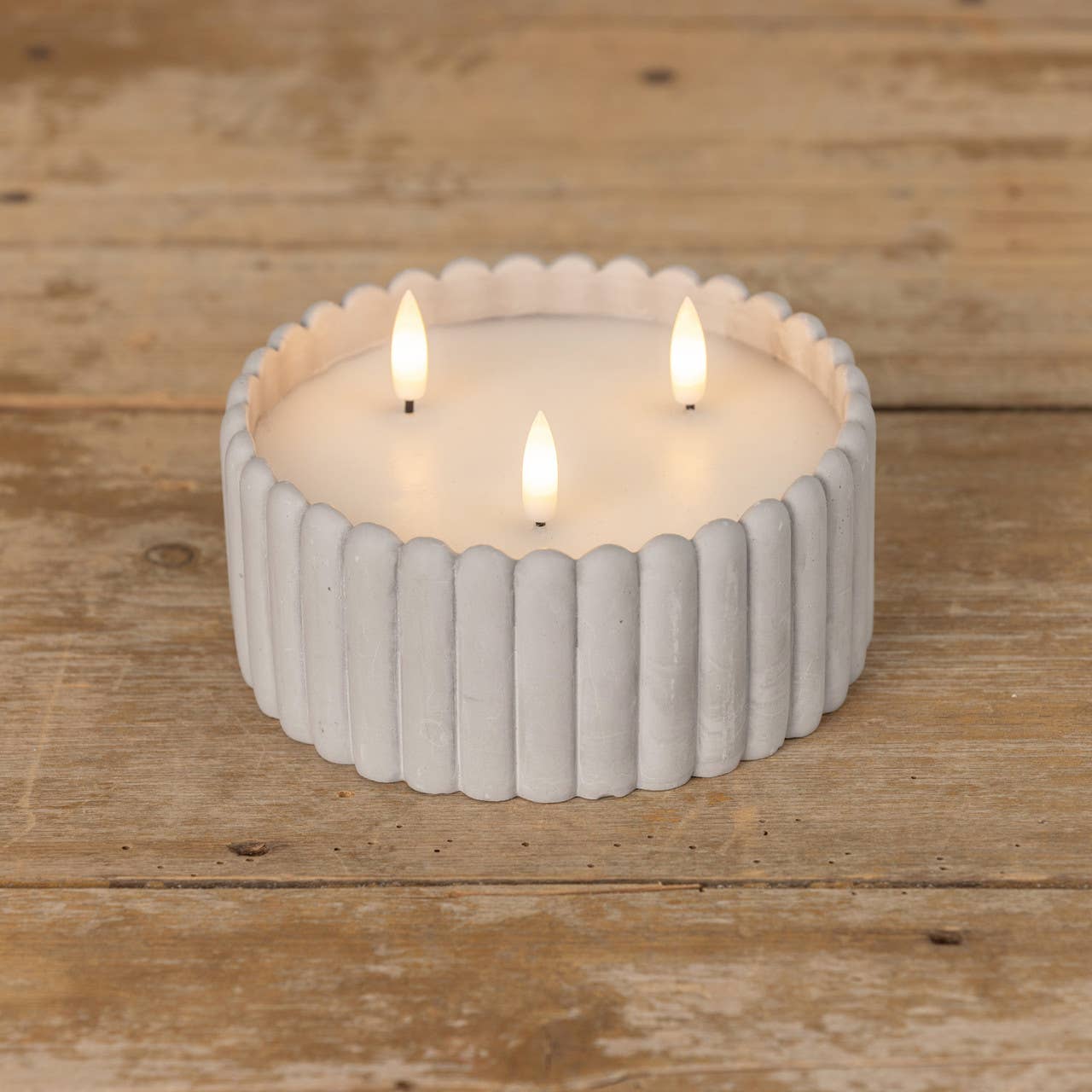 Grey Cement 3 Wick Candle - 3D Flame Design by Ragon House