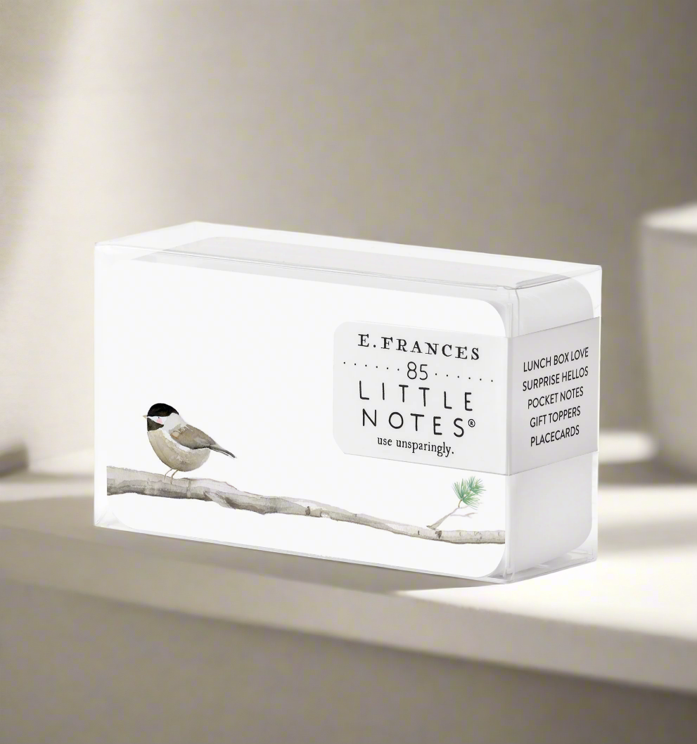 Box of E. Frances Little Notes with a bird illustration on a white background