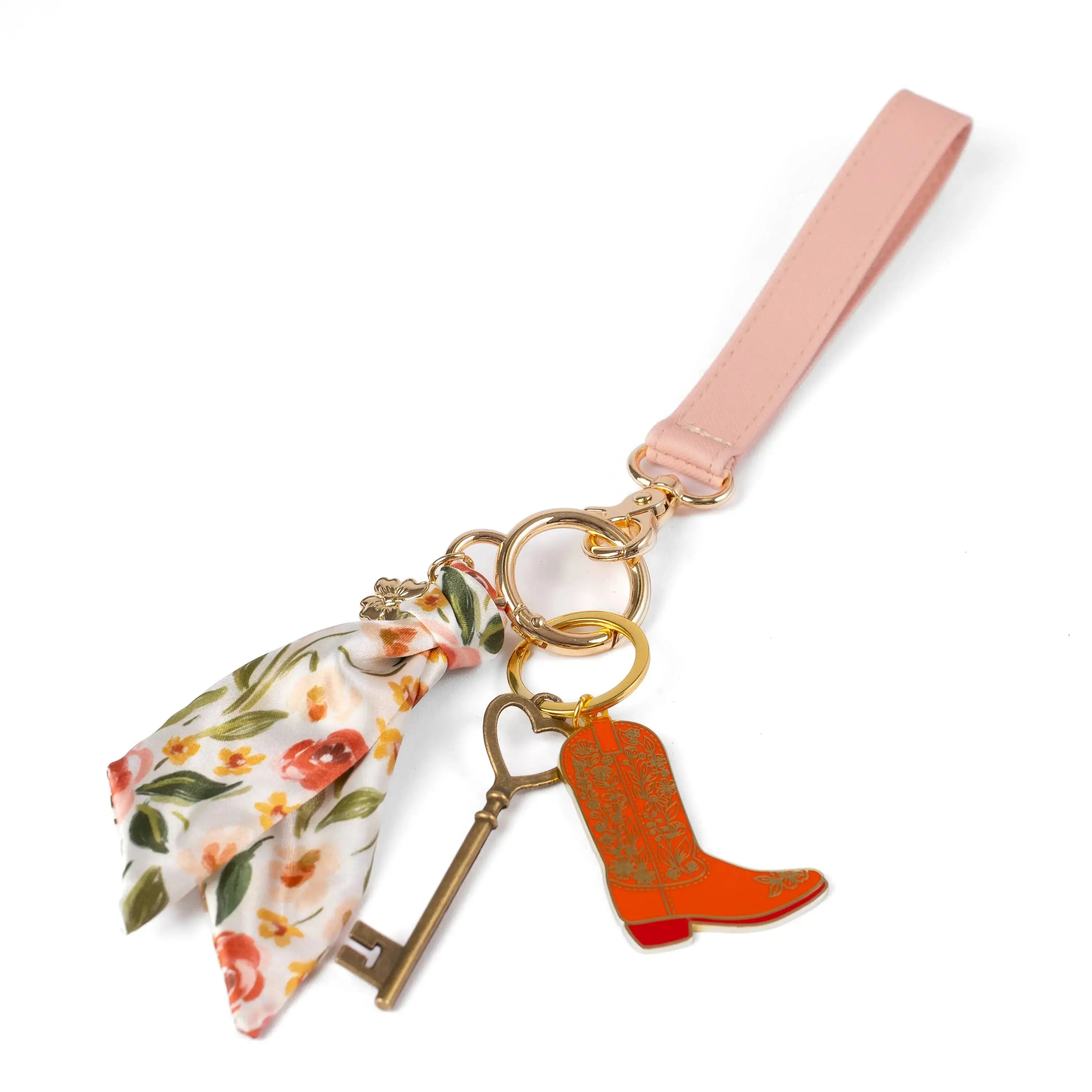 Spring Garden Satin Keychain with Gold Charm