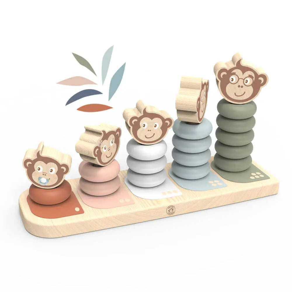 Monkey Family Stacker - Wooden Stacking Toy - Educational Gift - Ages 12+ Months