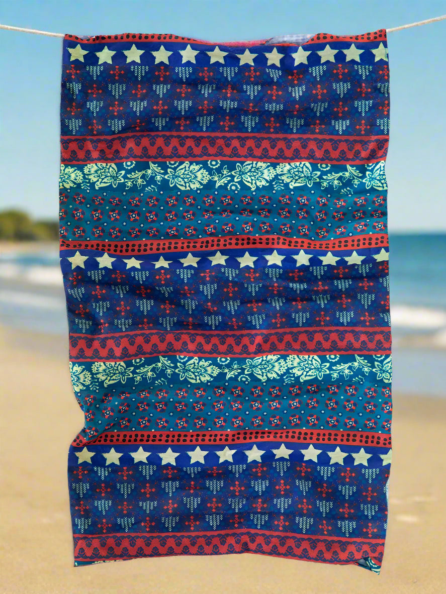 Natural Life Dusty Blue American Flag Boho Bandeau - Versatile Headband & Tube Top