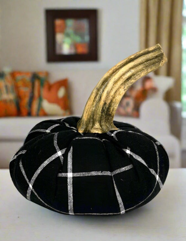 Little Creek Gifts - Black & White Windowpane Pumpkin