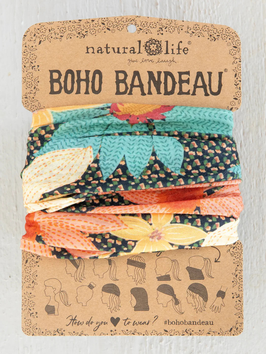Natural Life Blue Coral Cream Boho Bandeau - Versatile Headband & Tube Top