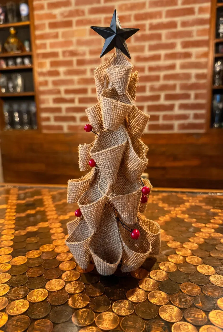 Holiday Christmas Tree Burlap with Berries 8