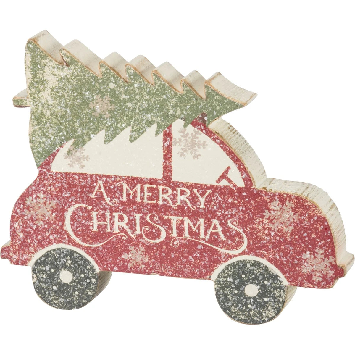 Primitives By Kathy - Merry Christmas Tree Car