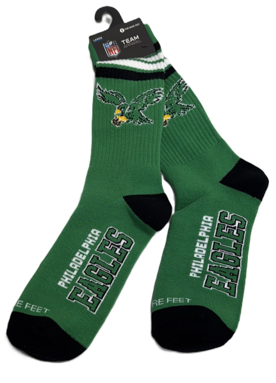 FBF - Philadelphia Eagles Retro 4 Stripe Deuce Socks - Large