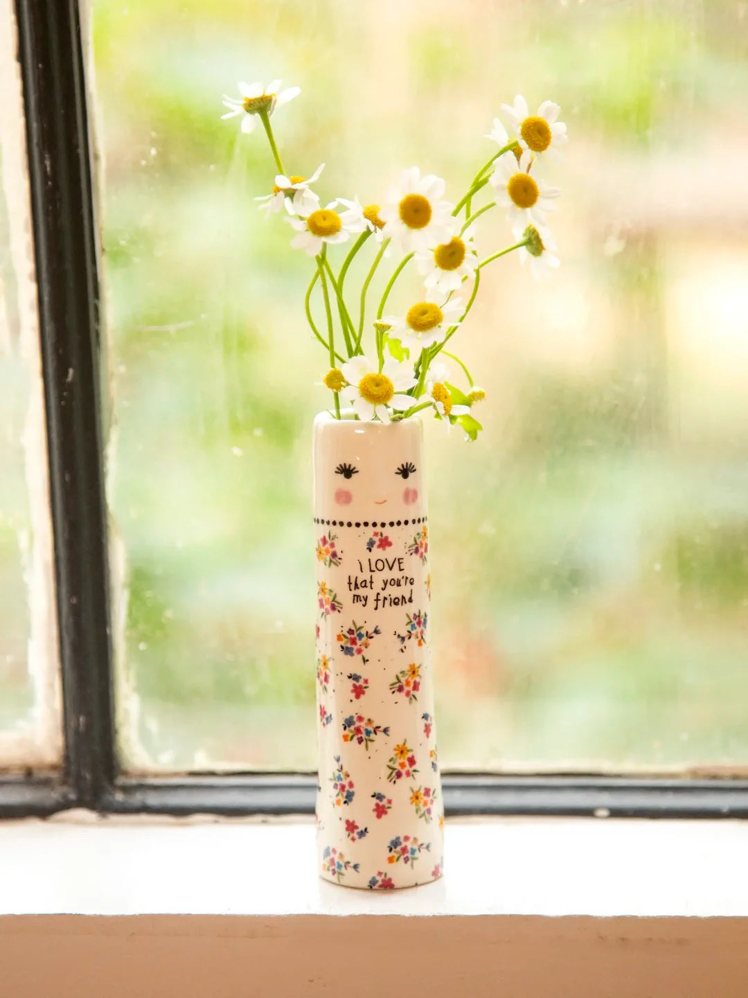 Natural Life Folk Friend Ceramic Bud Vase - Single Flower Holder