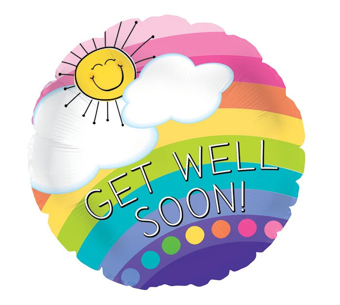 Burton & Burton - Get Well Soon Rainbow Helium Foil Balloon 17"