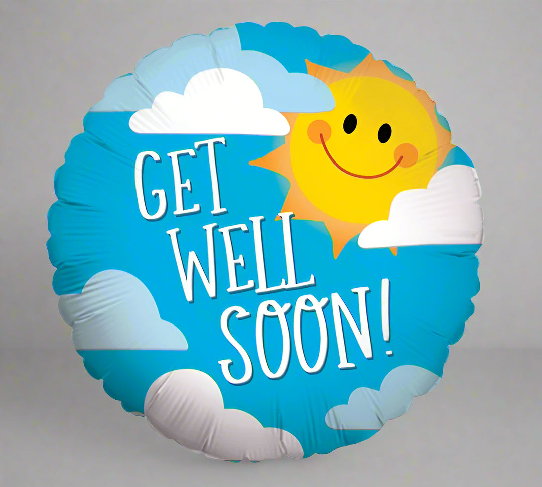 Burton & Burton - Get Well Soon Sun & Clouds Foil Balloon 17"