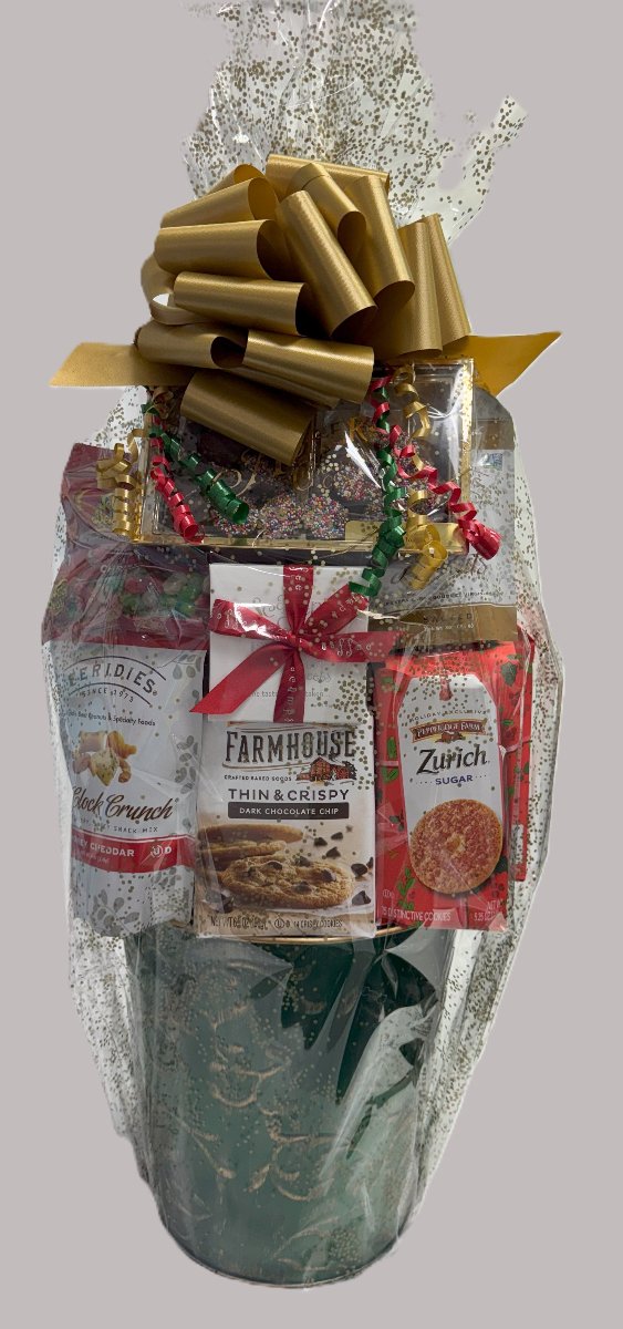 Large Green Holiday Pinecone Gift Basket