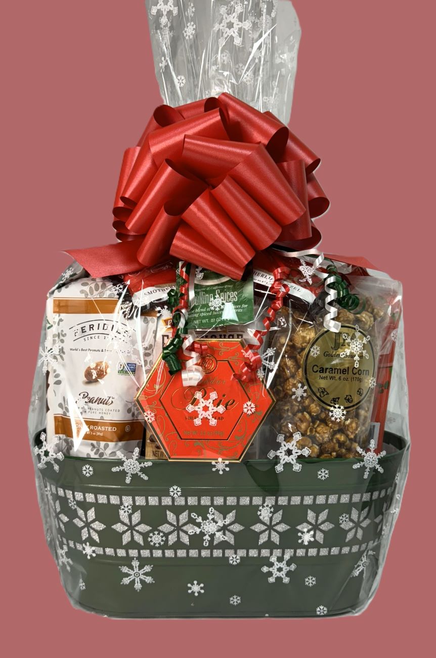 Large Green Snowflake Holiday Gift Basket