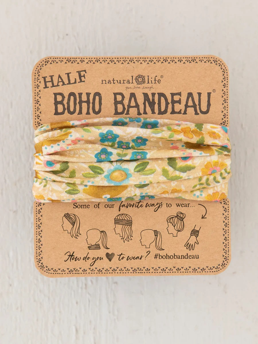 Natural Life - Half Boho Bandeau® Headband - Mandala Light Grey