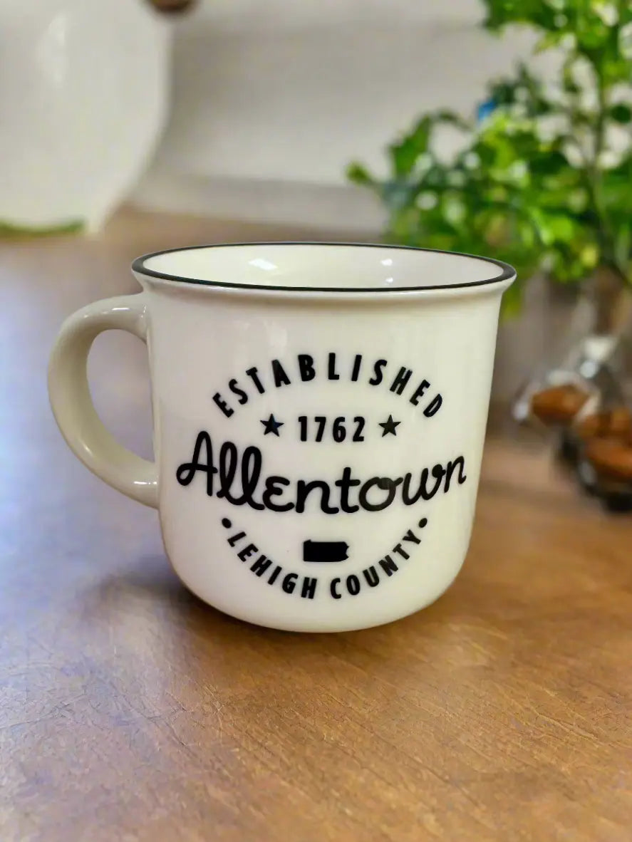 Allentown PA Ceramic Camper Mug - 13oz Black Lip - Made in USA