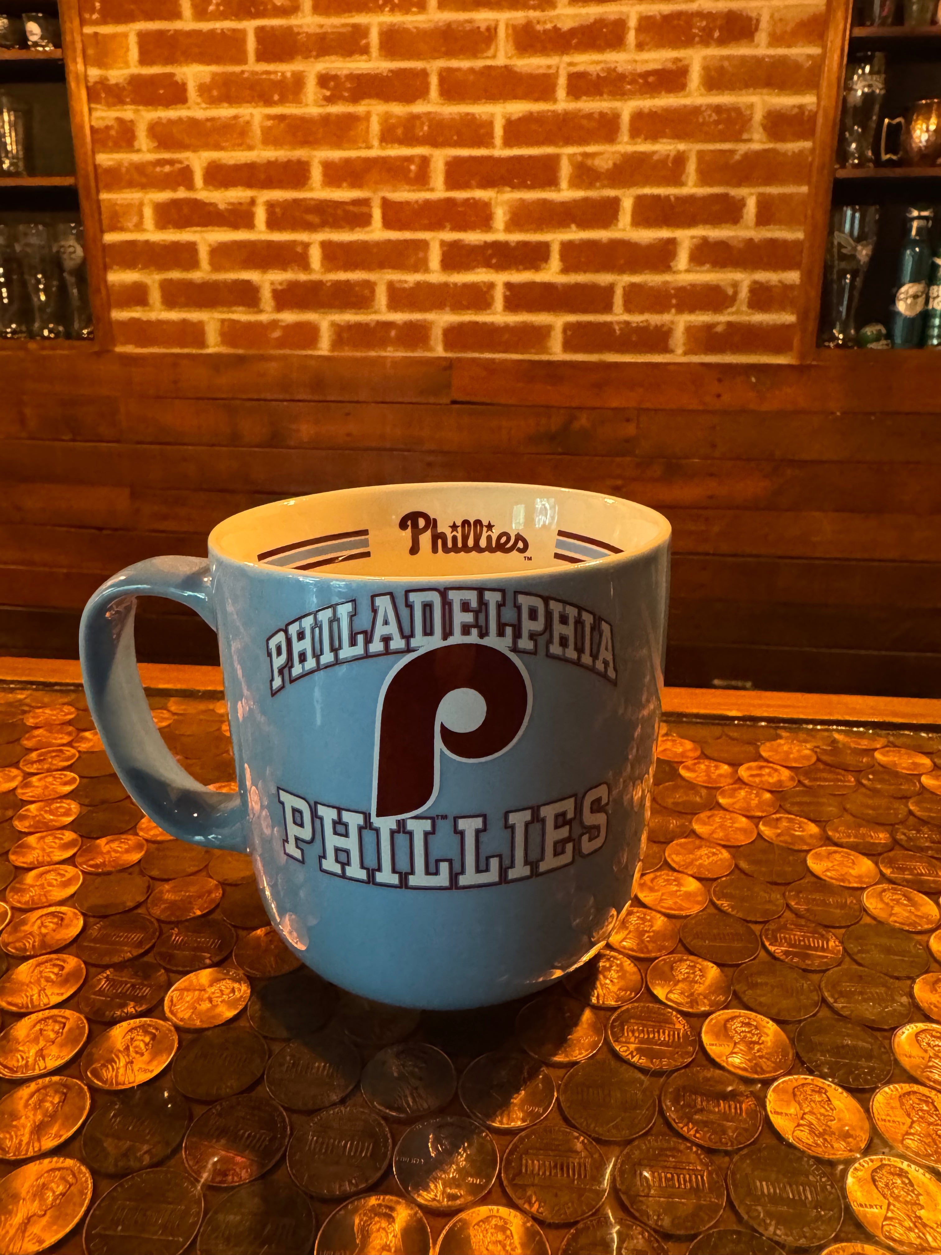 Philadelphia Phillies 15oz Striped Coffee Mug - Official Team Logo