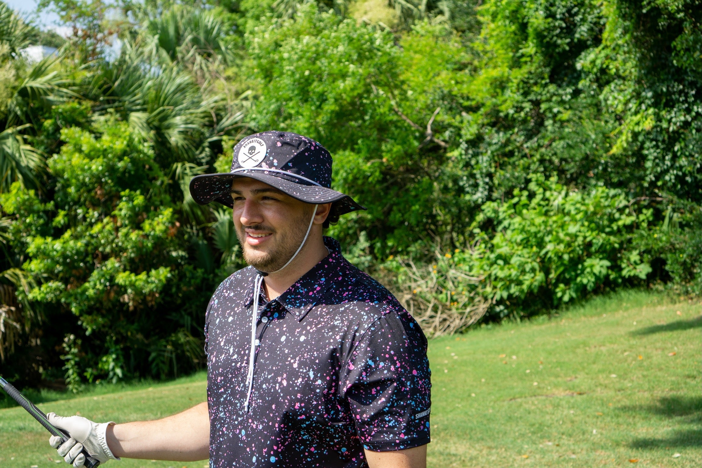 Shank It Golf - Paint Splatter Polo Black