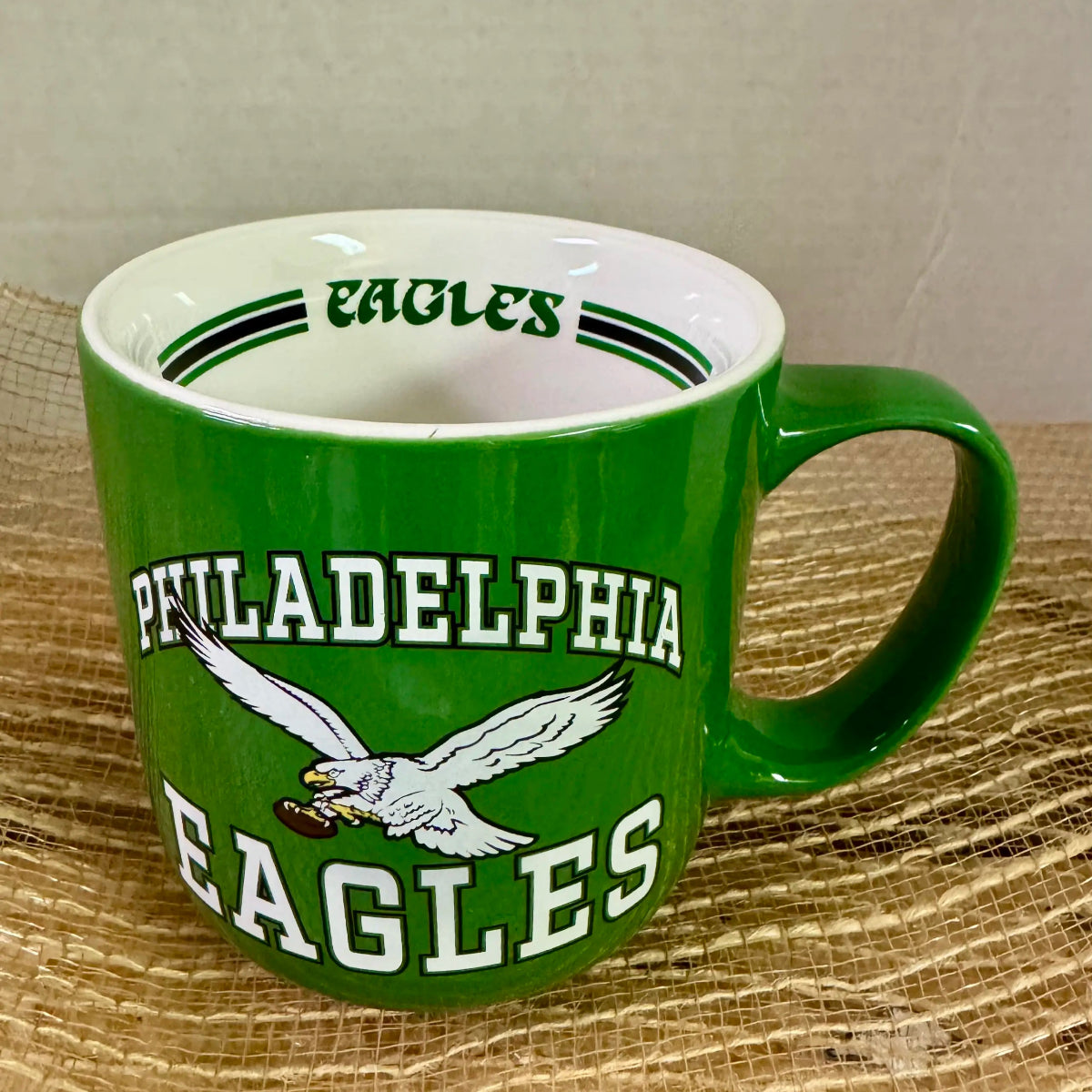 Philadelphia Eagles Kelly Green Striped 15oz Mug - Retro Coffee Mug