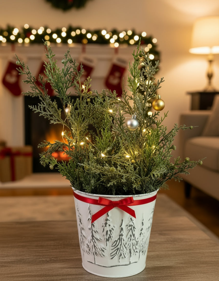 Small Winter Forest Holiday Gift Basket - Gourmet Treats in Keepsake Container