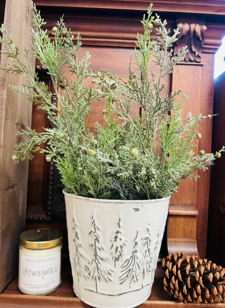 Small Winter Forest Holiday Gift Basket - Gourmet Treats in Keepsake Container