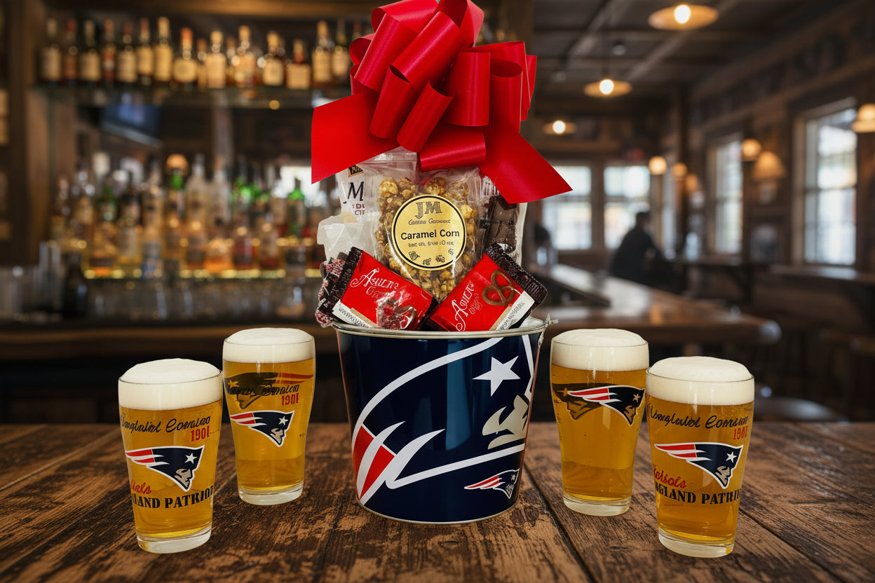 New England Patriots 5 Qt Gift Basket - Limited Edition Collectible Bucket