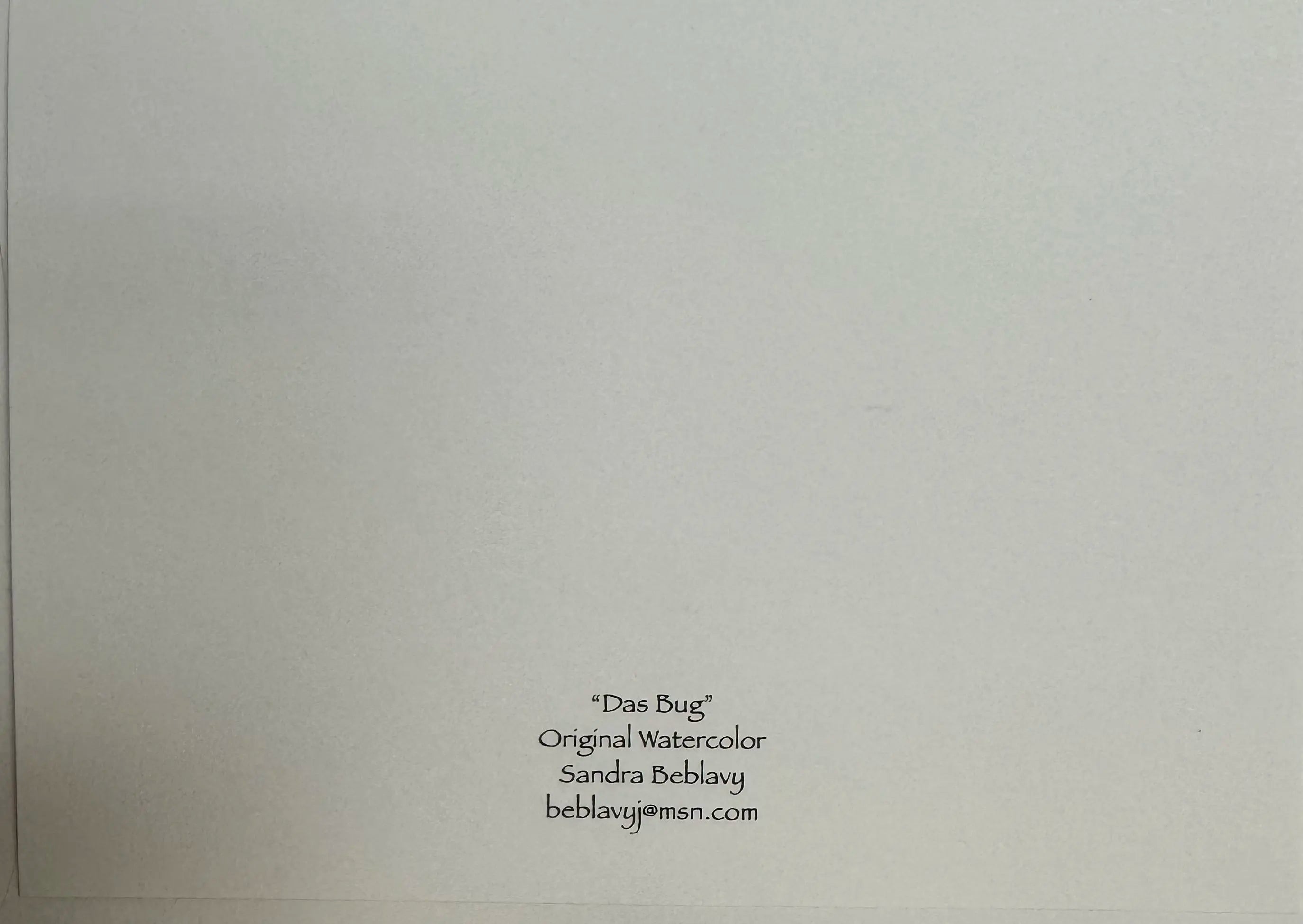 Das Bug 5x7 Greeting Card - Whimsical Watercolor Art by Sandra Beblavy